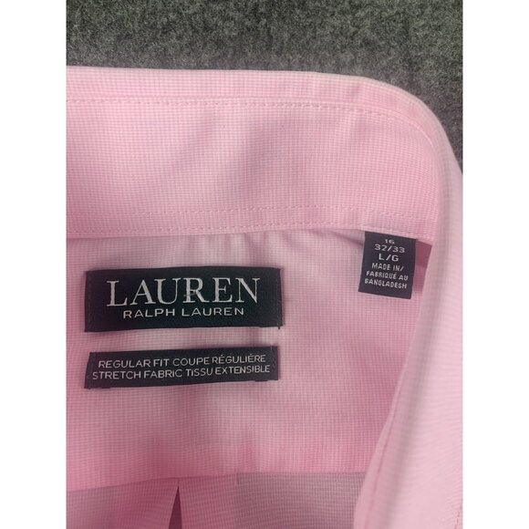 LAUREN RALPH LAUREN Mens Green Label Long Sleeve Dress Shirt Size 16 Pink - Picture 4 of 8
